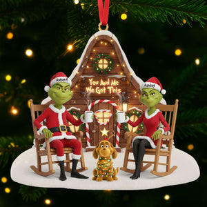 Dog Lover Green Monster Couple Ornament - Personalized Gift For Couple Christmas Ornament 03OHTI171025-Homacus