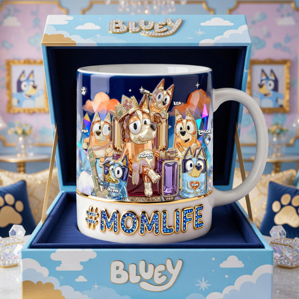 Puppy Queen Mom And Kids Coffee Mug - Personalized Gifts For Mother's Day Coffee Mug 02OHTI070426-Homacus