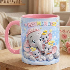 Elephant Mom And Kids Coffee Accent Mug - Personalized Gifts For Mother's Day Coffee Mug 02HUTI050226-Homacus