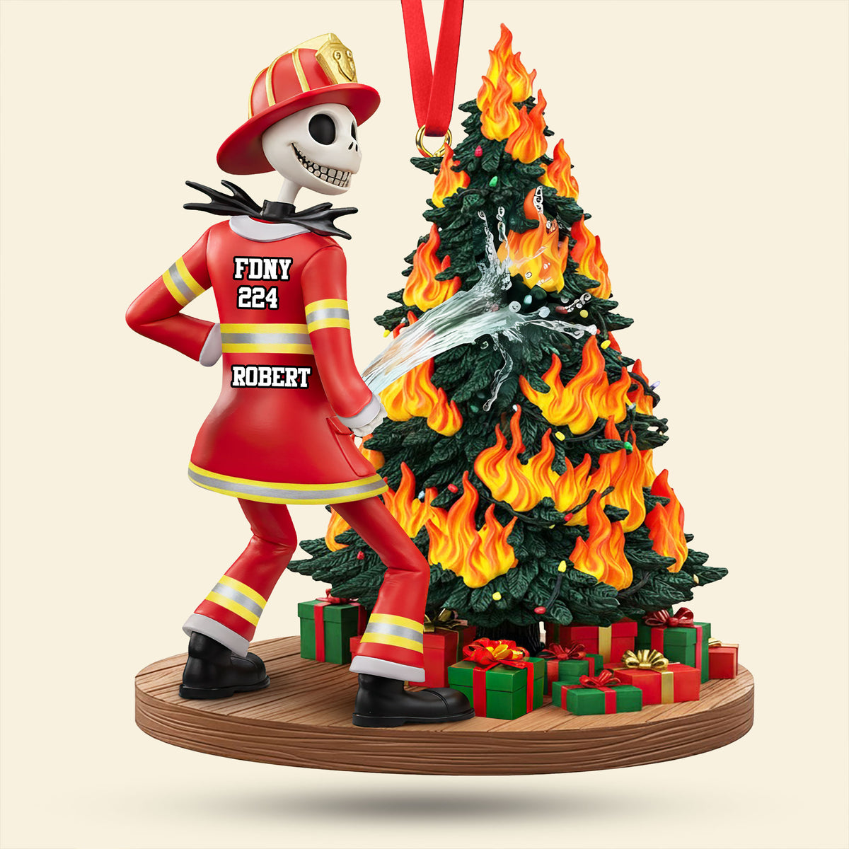 Funny Spooky Firefighter Ornament - Personalized Gifts For Firefighter 06huti071025-Homacus