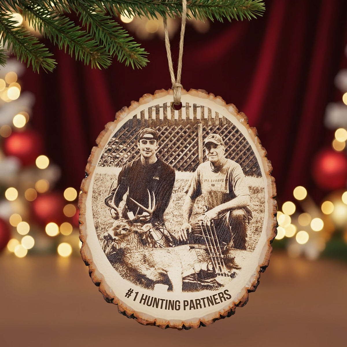 Custom Photo Engraved Effect Wood Ornament, Personalized Gifts For Hunting Lovers 02qhti071025-Homacus