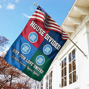 American Football House Divided Flag - Custom Team Logo Gifts For Football Lovers-Homacus