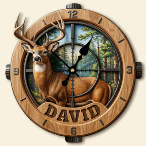 Deer Hunting Hanging Wall Clock - Personalized Gifts For Hunting Lovers 04kiti241225-Homacus
