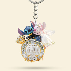 Cute Monster Wedding Couple Keychain - Personalized Gifts For Couple 02ohti250625-Homacus