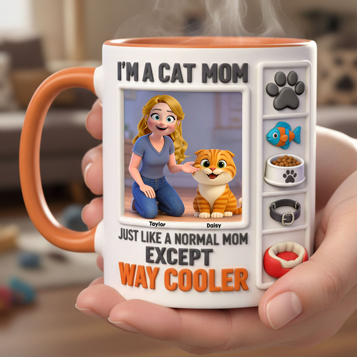 Cat Lover Coffee Accent Mug - Personalized Gifts For Cat Mom Coffee Mug 03KITI040226-Homacus