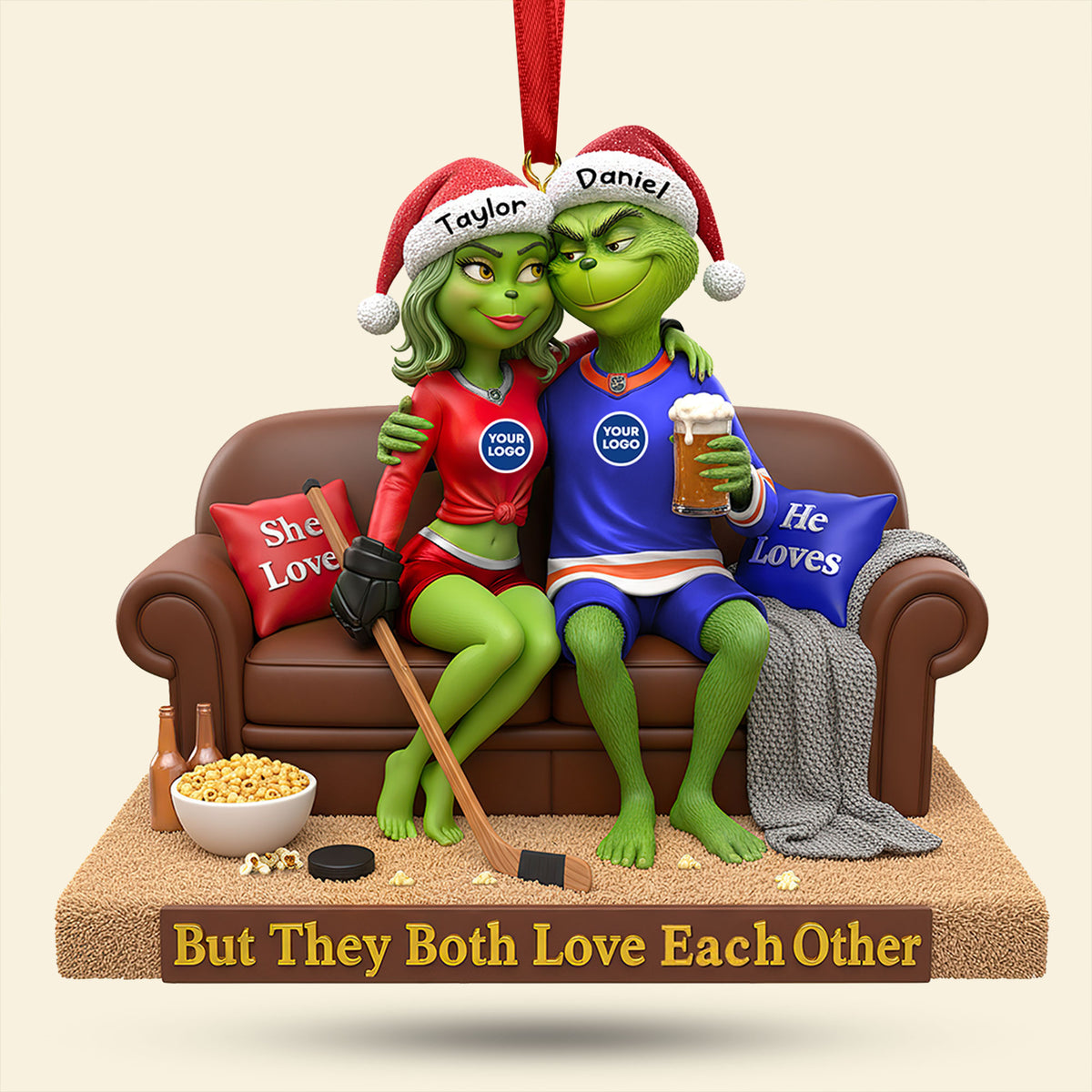 Sporty Green Couple Christmas Ornament - Personalized Gifts For Couple 05huti281025-Homacus