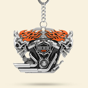 Motorcycle Engine Evil Skull Keychain - Personalized Gifts For Biker 03qhti120625-Homacus