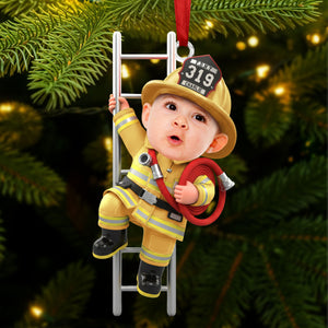 Firefighter Kid Ornament - Custom Photo Gift For Christmas Ornament 02OHTI271025-Homacus