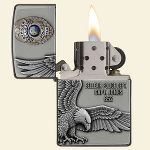 Police Department Lighter- Custom Police Station Logo Gifts For Police With Name, Number Tag-Homacus