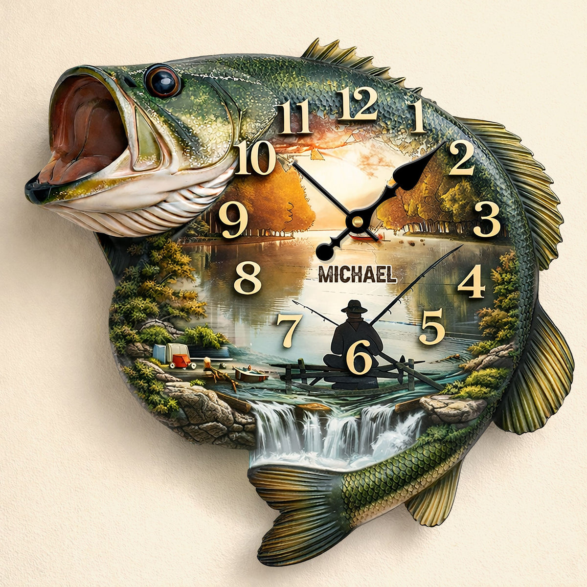 Fishing Lake Scene Acrylic Clock – Personalized Gifts For Fishing Lovers 01huti240126-Homacus