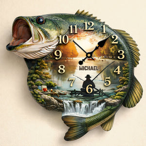 Fishing Lake Scene Acrylic Clock – Personalized Gifts For Fishing Lovers 01huti240126-Homacus