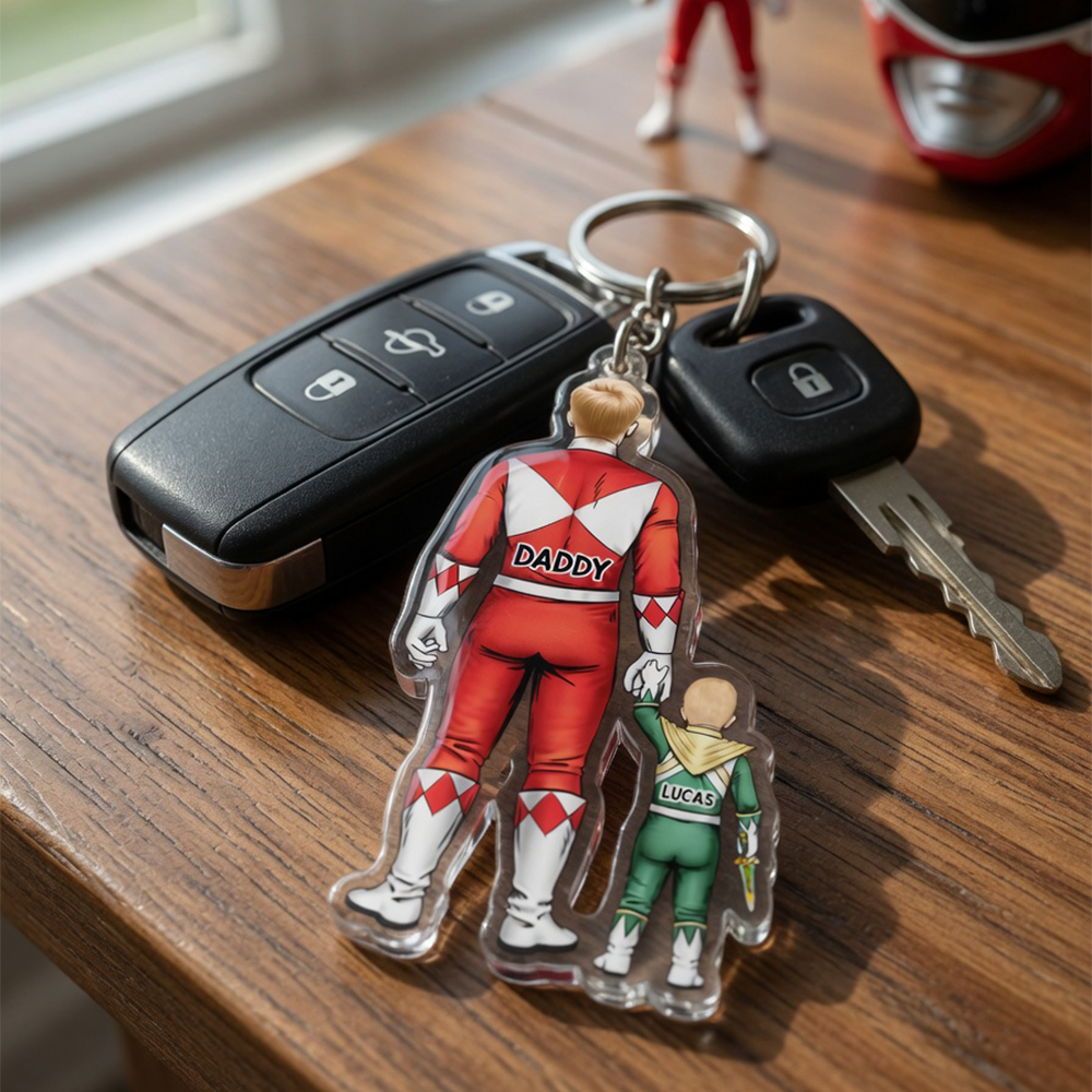 Hero Dad & Sidekick Keychain – Personalized Gifts For Dad 031qhhu070525hh-Homacus