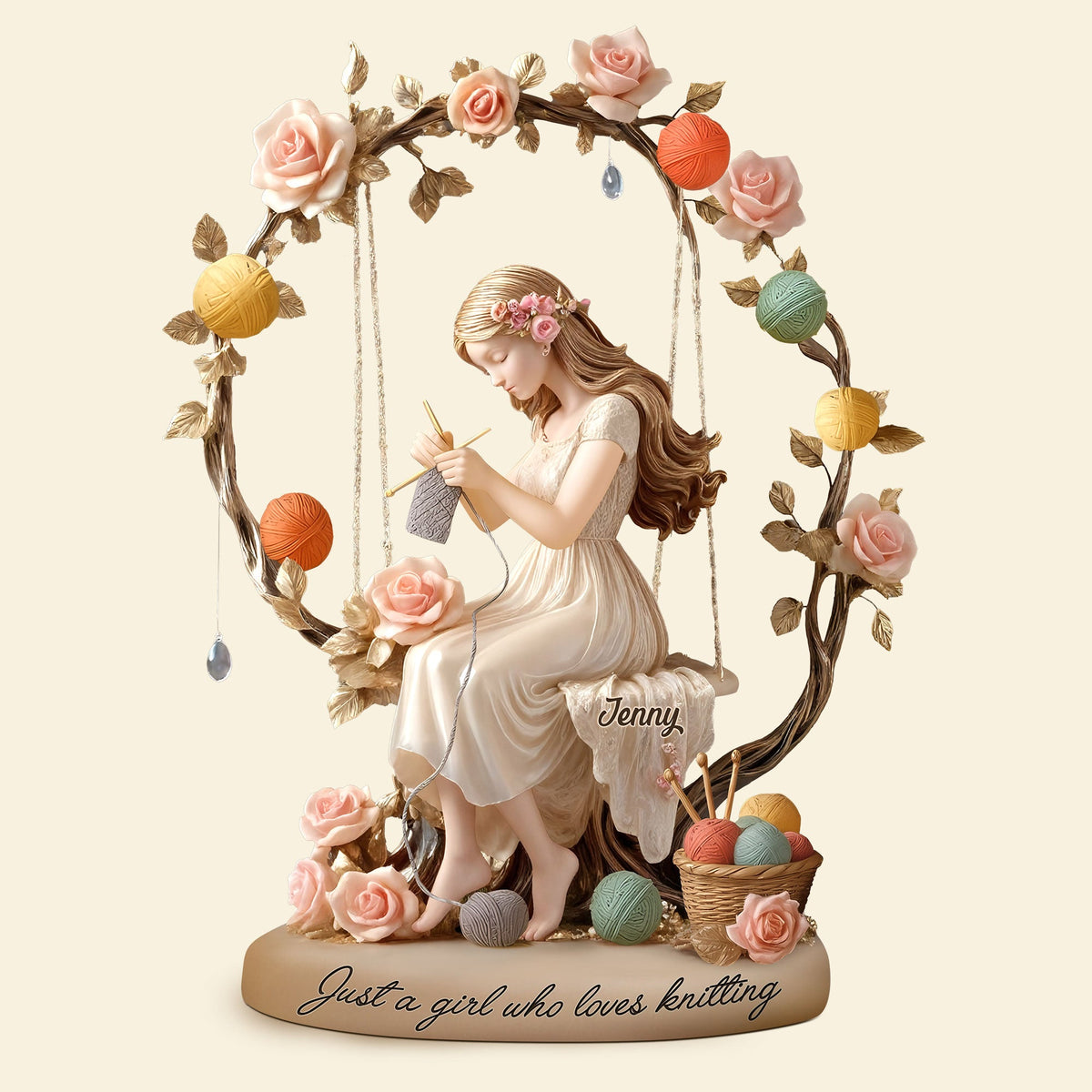 Dreamy Kniting Girl Plaque - Personalized Gifts For Knitting Lovers 02qhti070725-Homacus