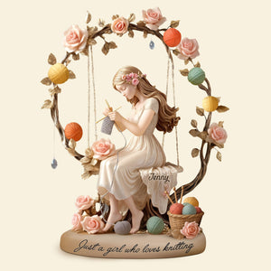 Dreamy Kniting Girl Plaque - Personalized Gifts For Knitting Lovers 02qhti070725-Homacus