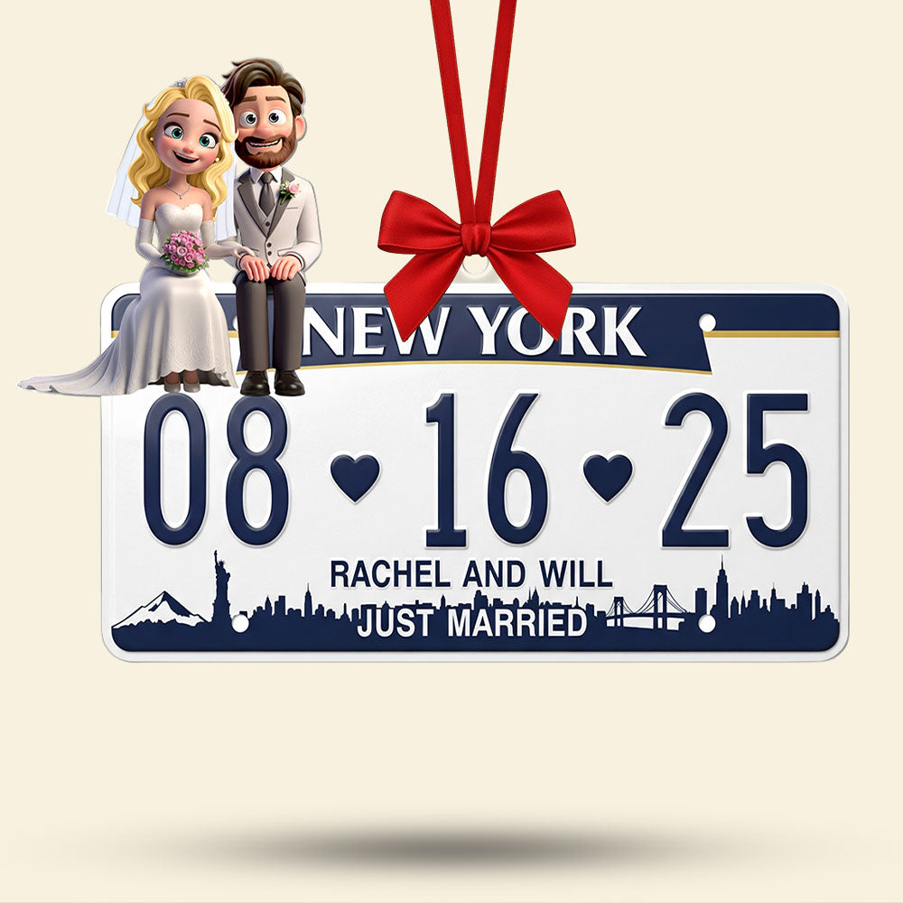 Married Couple License Plate Ornament - Personalized Gifts For Couple 03nati030925-Homacus