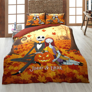 Autumn Horror Couple Quilt Bedding Set - Personalized Gifts For Couple 05pgti180725-Homacus