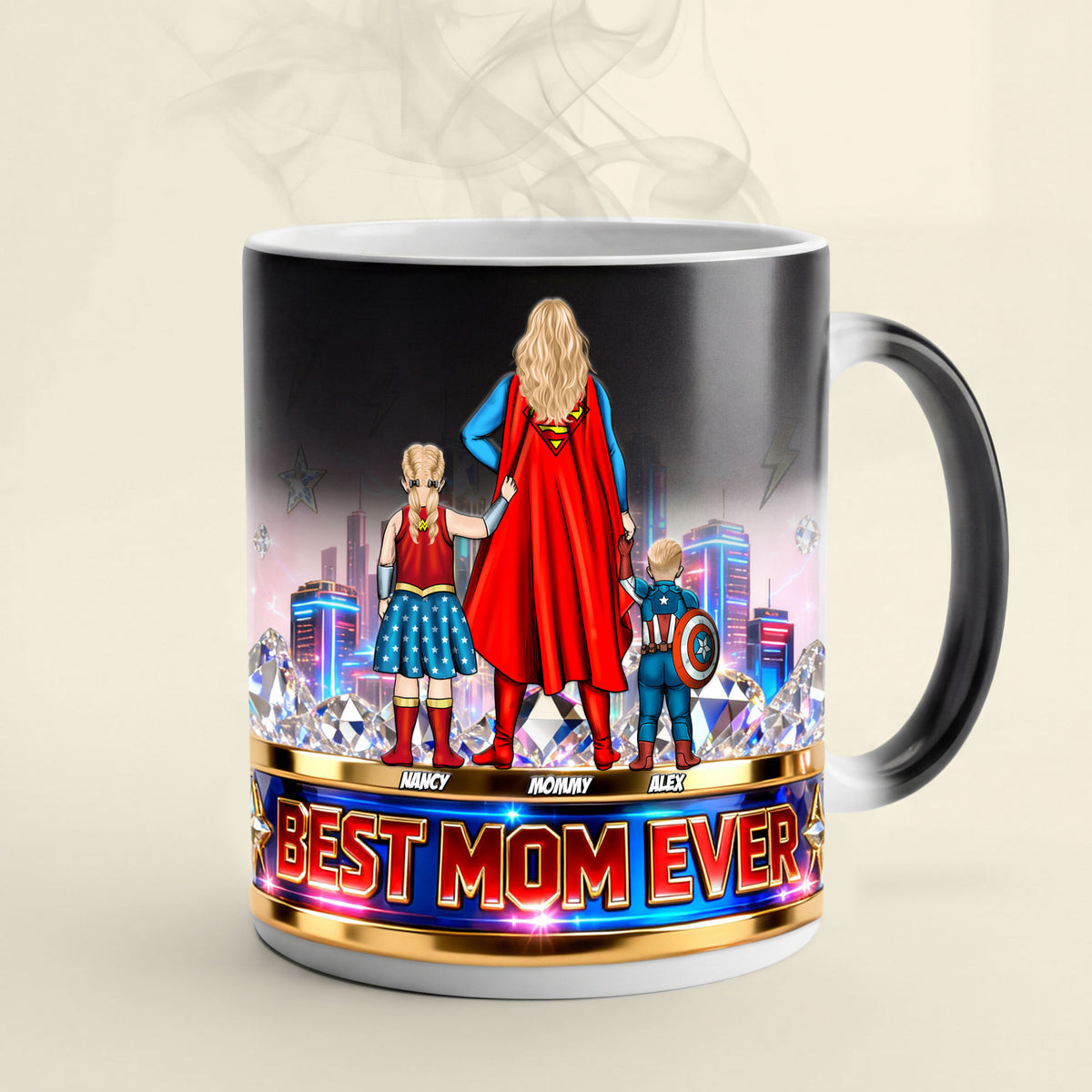 Powerful Mom And Kids Magic Ceramic Coffee Mug - Personalized Gifts For Mother's Day Magic Mug 05OHTI070426PA-Homacus