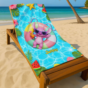 Cute Ailen Beach Towel - Personalized Gifts For Cartoon Lovers 01pgti010825-Homacus
