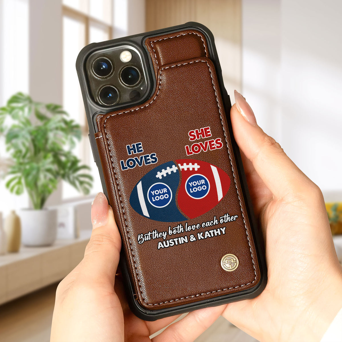 Personalized Gifts For American Football Couple Leather Flip Wallet Phone Case 05huti210225-Homacus
