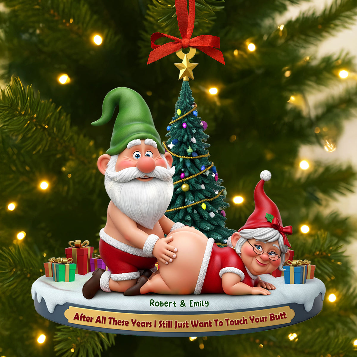 Naughty Old Gnome Couple Ornament - Personalized Gifts For Couple 01ohti190925-Homacus
