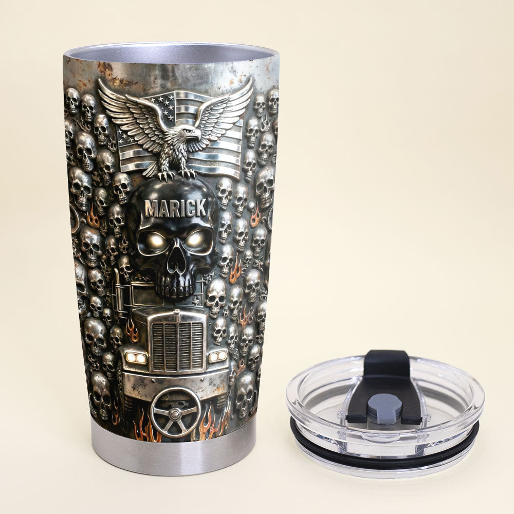 Fierce Trucker Skull Tumbler, Personalized Gifts For Trucker 02qhti080126-Homacus