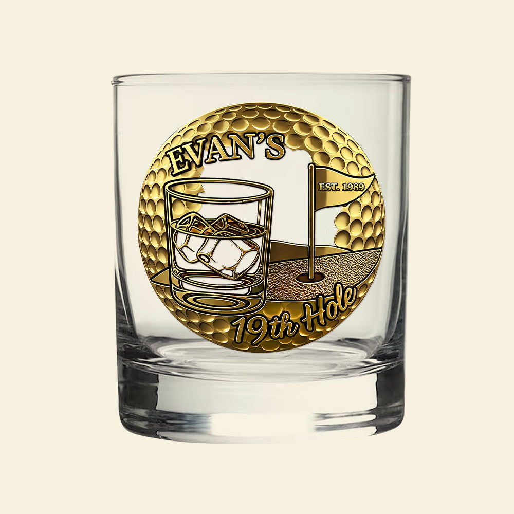 Golf 19th Hole Whiskey Glass, Personalized Gifts For Golfers 01qhti070825-Homacus