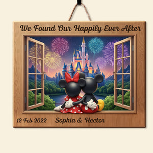 Cartoon Mouse Couple Wood Sign - Personalized Gifts For Couple 01ohti090625-Homacus