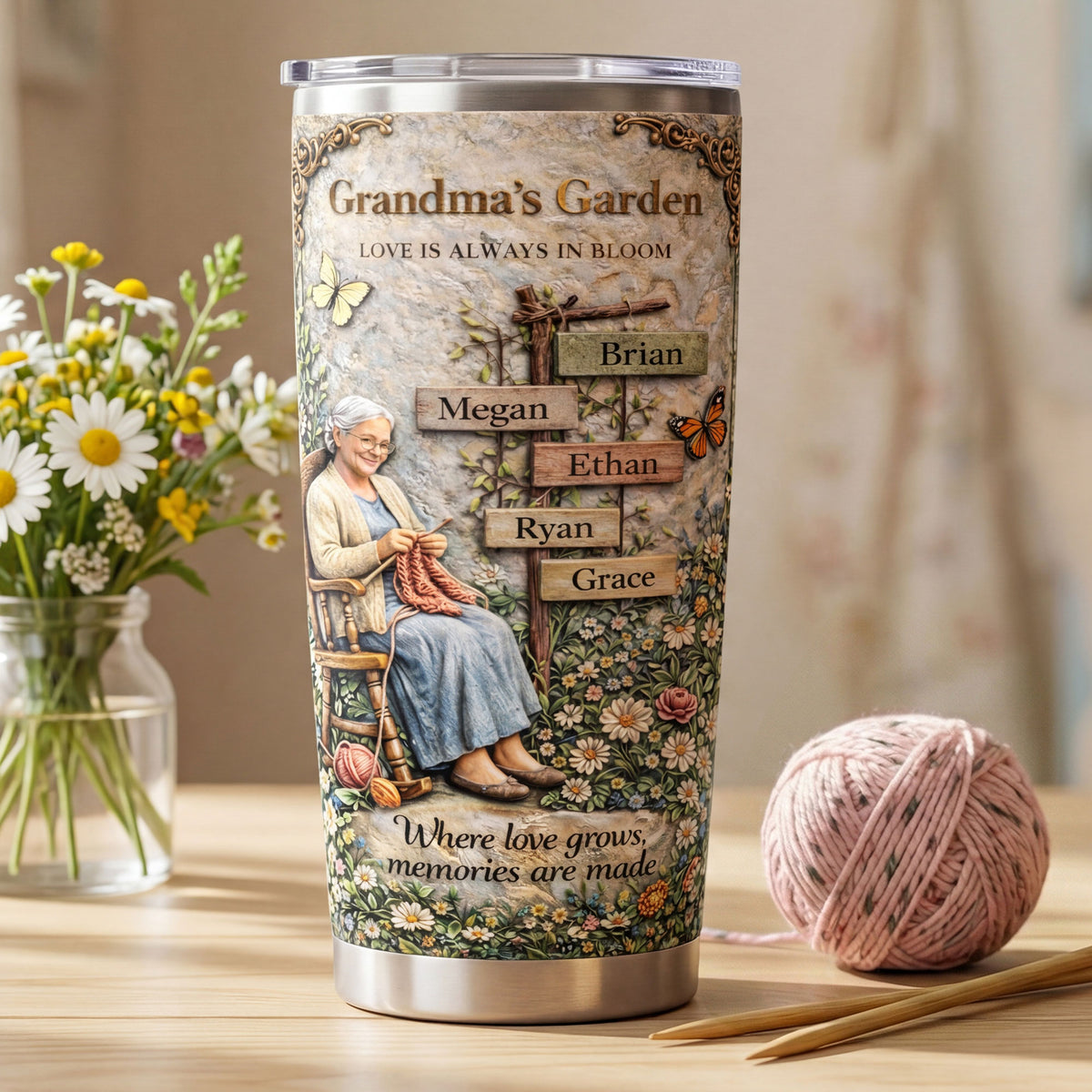 Vintage Grandma's Garden 20oz Tumbler - Personalized Gifts For Grandma Tumbler 04TYTI020326-Homacus