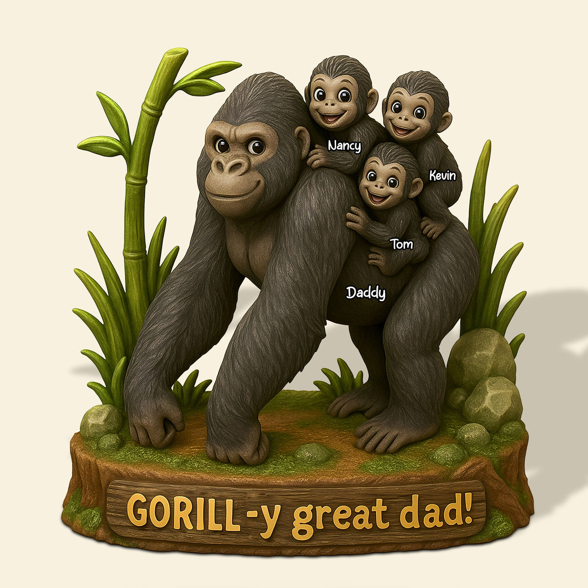 Gorilla Dad Plaque - Personalized Gifts For Dad 01nati120525-Homacus