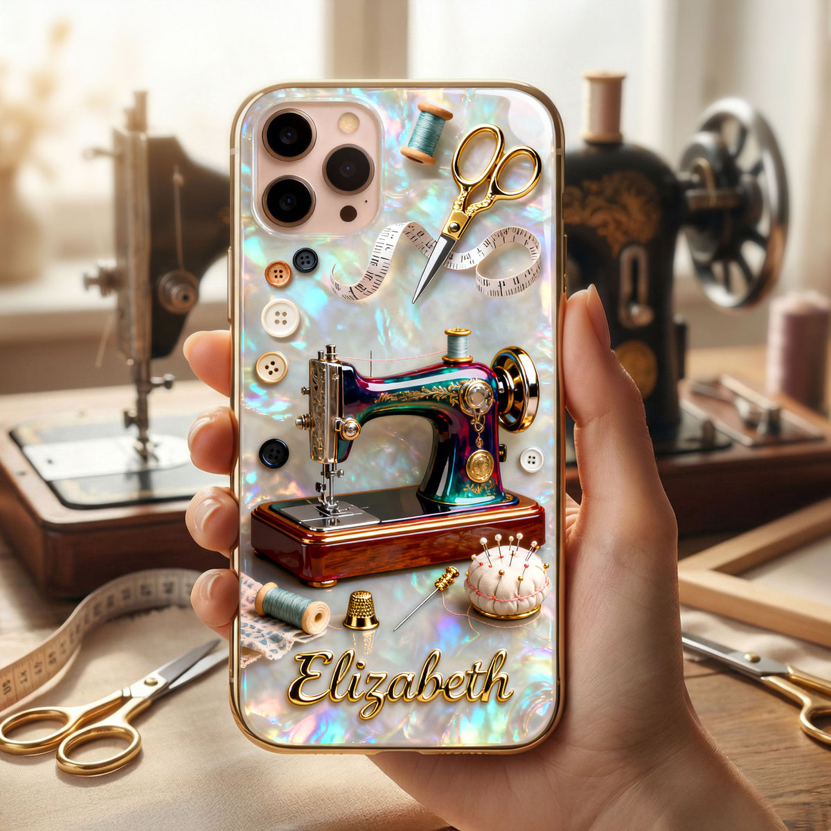Pearlescent Effect Sewing Lover Phone Case - Personalized Gifts For Sewing Lover 03PGTI110226-Homacus