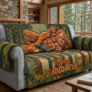 Fun Sasquatch Dad Resting Quilted Sofa Cover - Personalized Gifts For Dads 04QHTI170426-Homacus