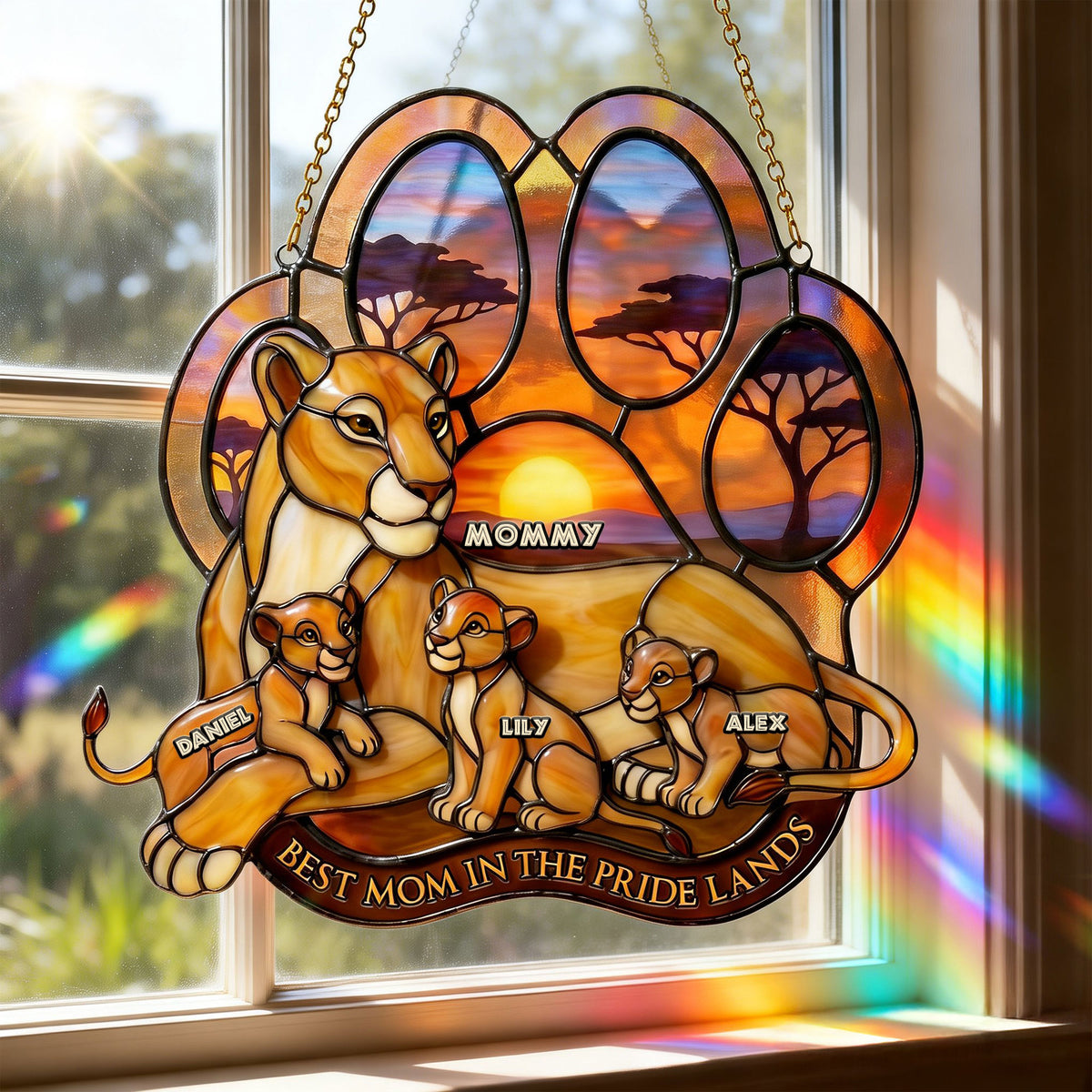 Best Mom and Kids Suncatcher Ornament - Personalized Gifts For Mother 03nati130426-Homacus