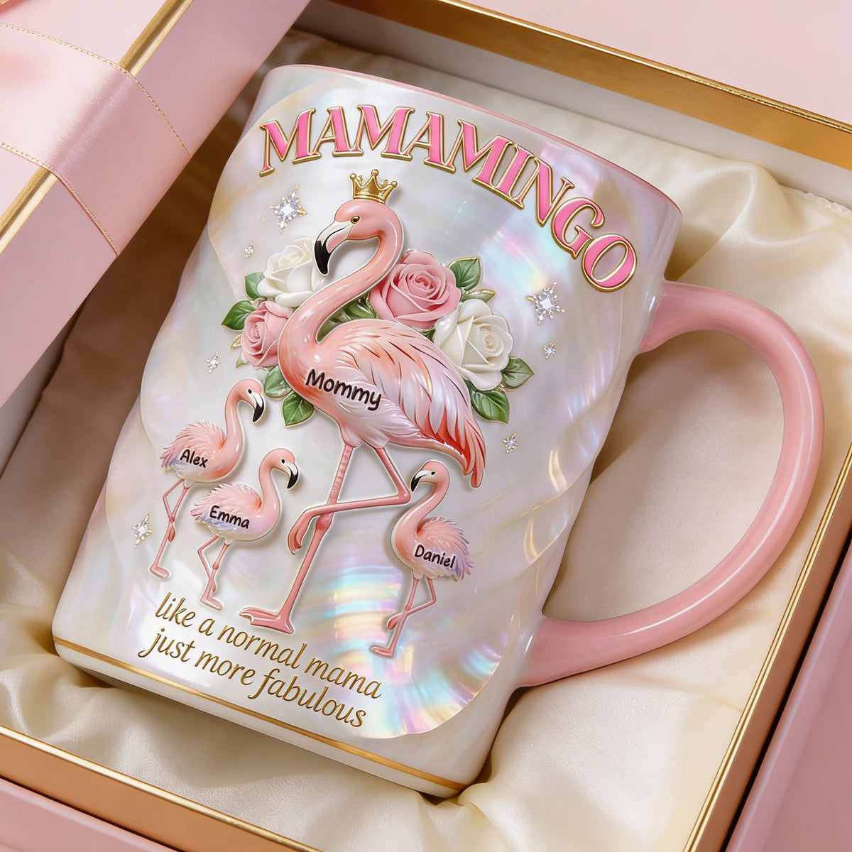 Flamingo Mom And Kids Coffee Accent Mug - Personalized Gifts For Mother's Day Coffee Mug 04PGTI100326-Homacus