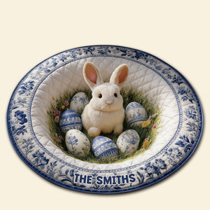 Easter Day Toile de Jouy Quilted Round Mat - Personalized Gifts For Easter Day Quilted Round Mat 01PGTI090226-Homacus