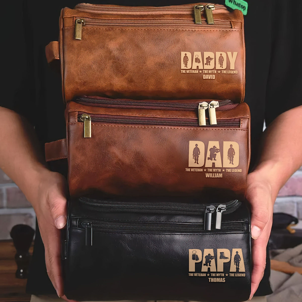 Personalized Gifts For Veteran Dad Leather Toiletry Bag 04huti070325-Homacus