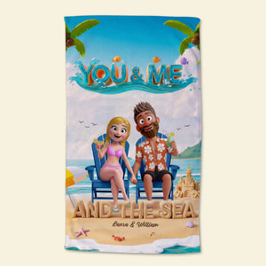 Happy Couple Beach Towel - Personalized Gifts For Couple 01qhti140725-Homacus