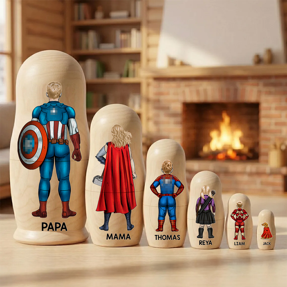Power Family Wooden Nesting Dolls - Personalized Mother's Day Gifts 01qhhu080426-Homacus