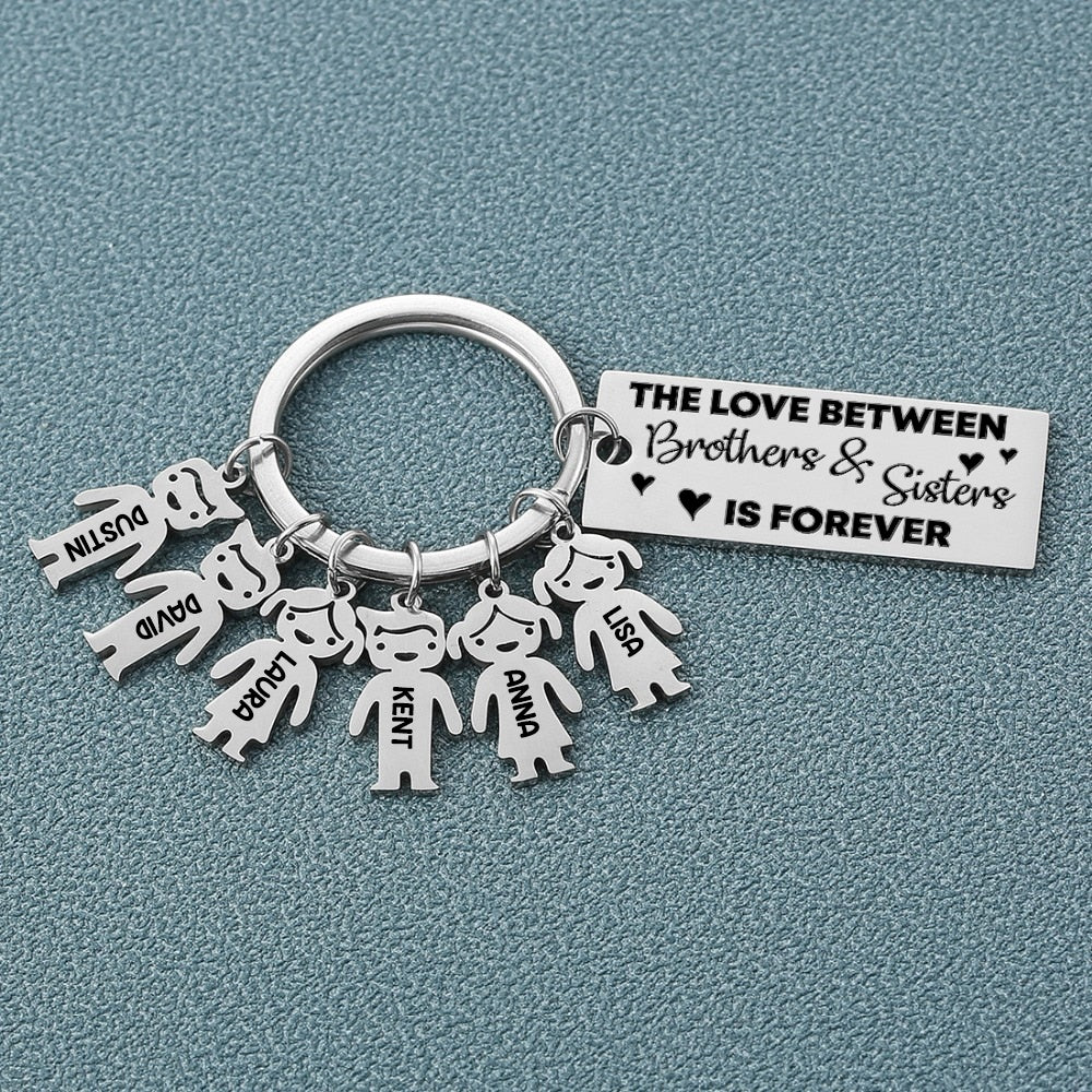 Custom Siblings Name Family Keychain, Love Between Brothers and Sisters-Homacus