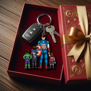 Power Dad And His Sidekicks - Personalized Gifts For Dad Keychain 071qhhu020525pa-Homacus