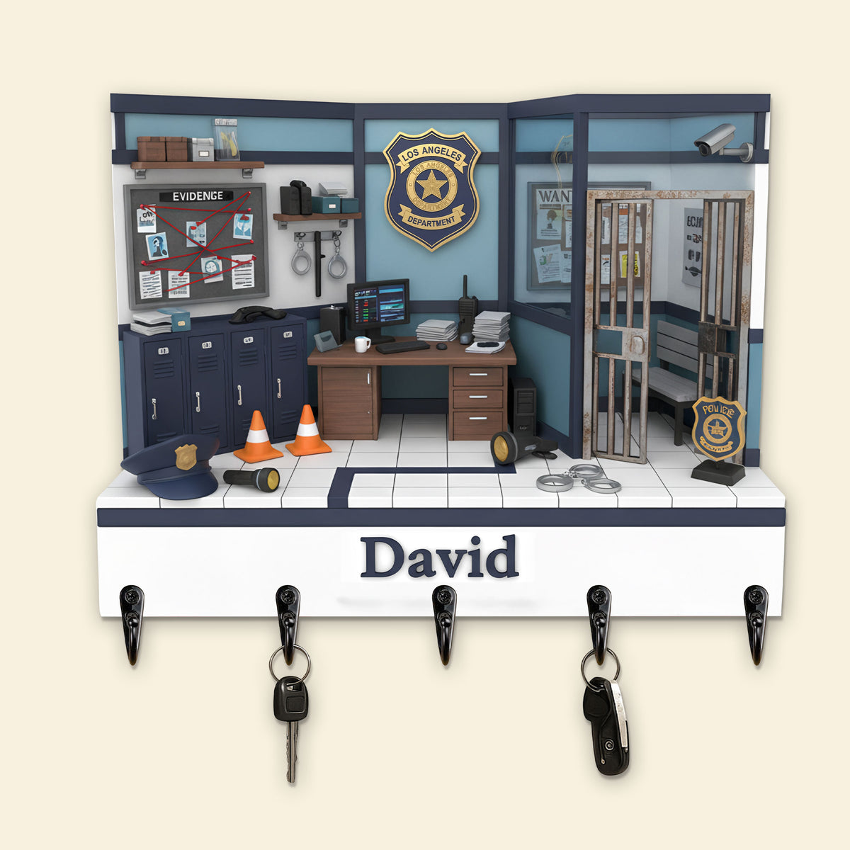 Police Office Wood Key Hanger - Personalized Gifts For Police Key Hanger 03HYTI021225-Homacus