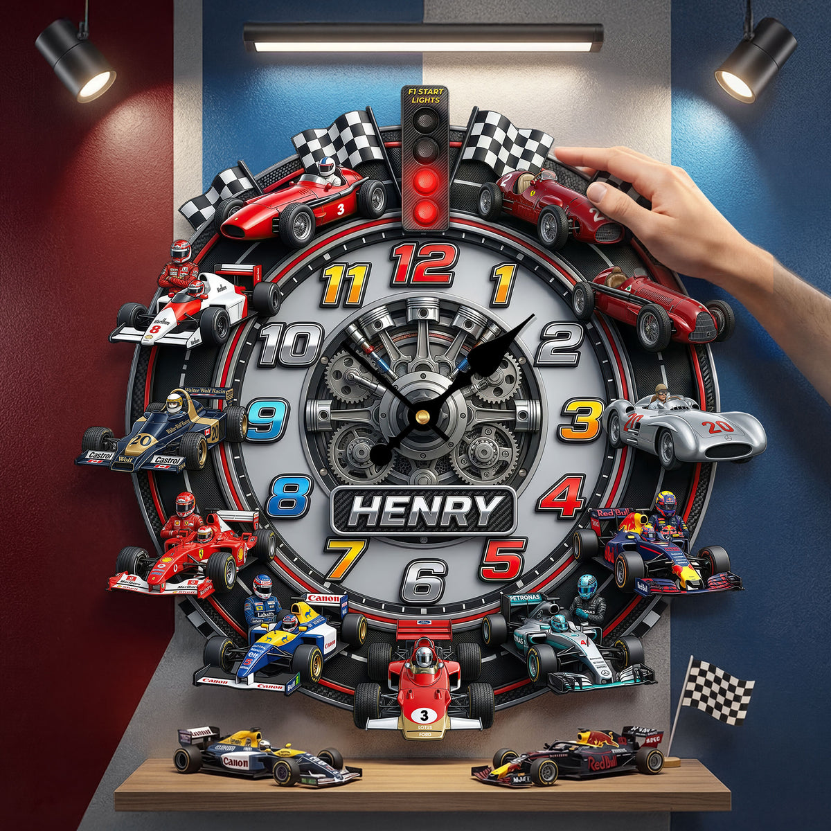 Racing Cars Acrylic Hanging Wall Clock - Personalized Gifts For Racing Lovers 04huti160326-Homacus