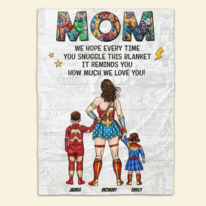 Personalized Gifts For Mom Blanket Super Mom And Kids 01NATI200325PA-Homacus