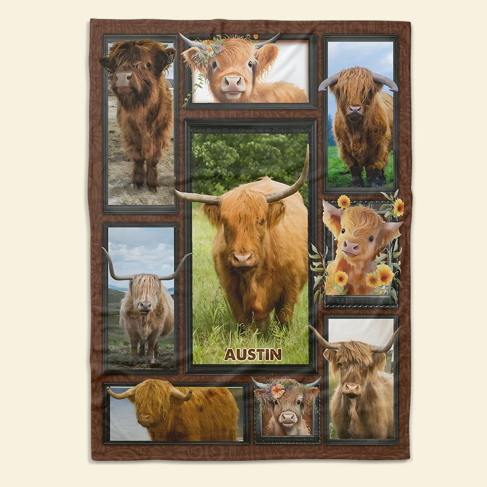 Highland Cow - Personalized Photos Collage Blanket 021qhti311224-Homacus