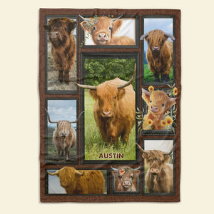 Highland Cow - Personalized Photos Collage Blanket 021qhti311224-Homacus
