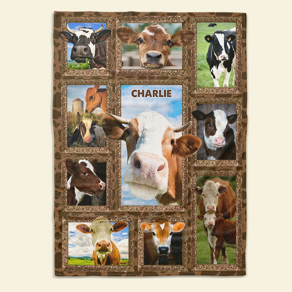 Cute Cattle - Personalized Photos Collage Blanket For Cow Lovers 051qhti311224-Homacus
