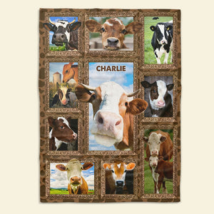 Cute Cattle - Personalized Photos Collage Blanket For Cow Lovers 051qhti311224-Homacus