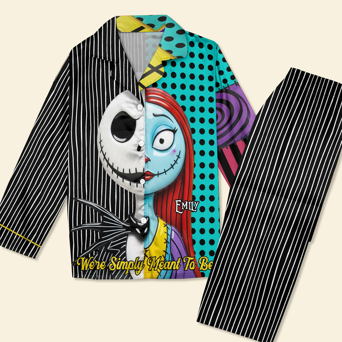 Spooky Couple Button Up Pajama Set - Personalized Gifts For Couple 01ohti270825-Homacus