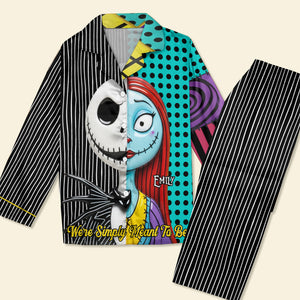 Spooky Couple Button Up Pajama Set - Personalized Gifts For Couple 01ohti270825-Homacus