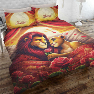 Personalized Gifts For Lion Couple Quilt Bed Set 01ohti241224-Homacus