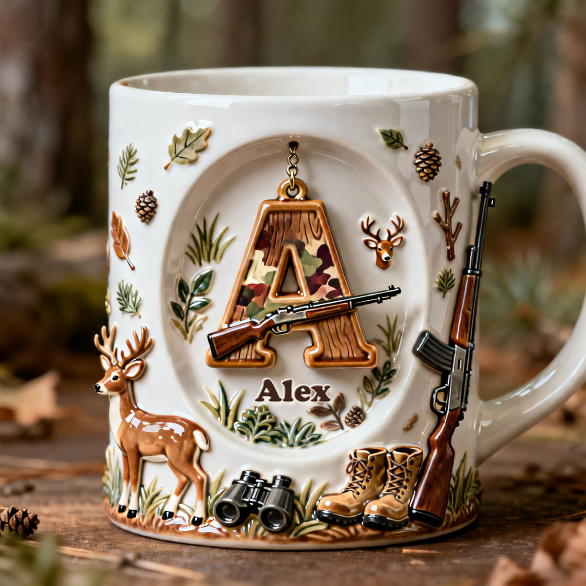 Rustic Hunting Initial Letter Coffee Mug - Personalized Gifts For Hunters 04NATI170126-Homacus